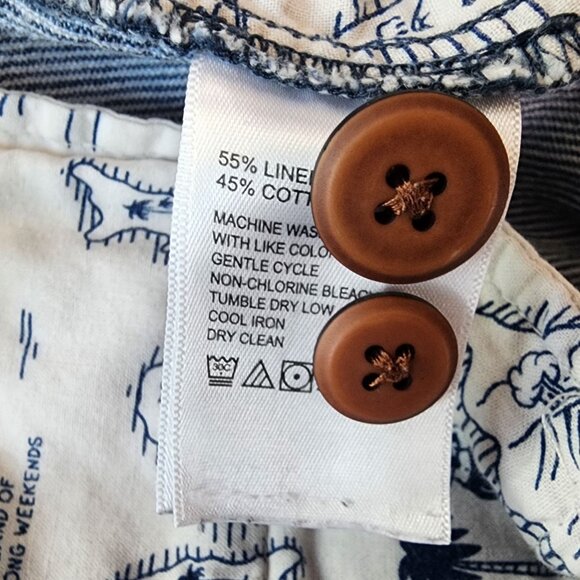 Tommy Bahama Mens 38 Shorts Linen Cotton Striped Blue White Flat Front Preppy - Picture 6 of 7